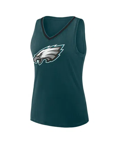 Logo Athletic Women's Midnight Green Philadelphia Eagles Plus Size Stellar Win V-neck Tank Top