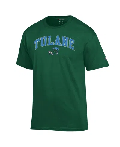 Champion Men'sâ Green Tulane Green Wave Arch Over Logo T-shirt In Green