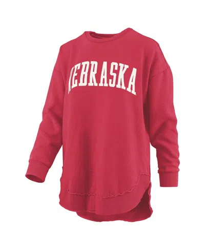 Pressbox Women's Scarlet Nebraska Huskers Melange Poncho Vintage Fleece Long Sleeve Pullover Sweatshirt