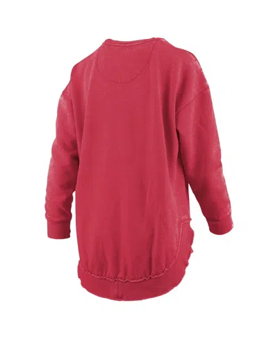 Pressbox Women's Scarlet Nebraska Huskers Melange Poncho Vintage Fleece Long Sleeve Pullover Sweatshirt