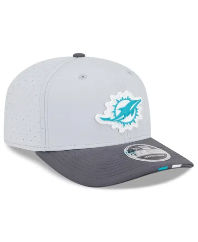 New Era Men's Gray/graphite Miami Dolphins 2025 Nfl Training Camp 9seventy Adjustable Hat