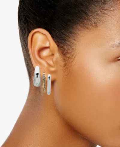 Anne Klein Two-tone 3-pc. Set Oval Crystal Hoop Earrings