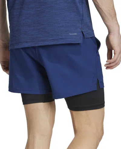 Adidas Originals Men's Gym 2-in-1 7" Shorts In Blue