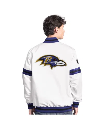 Starter Men'sâ White Baltimore Ravens Scout Full-snap Varsity Jacket In White