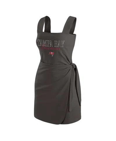 Wear By Erin Andrews Pewter Tampa Bay Buccaneers Wrap Dress In Brown