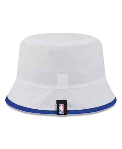 New Era Men's White/royal Golden State Warriors 2025 Nba Draft Nylon Bucket Hat