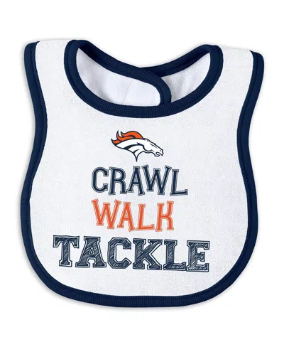 Wear By Erin Andrews Baby Boys And Girls Denver Broncos Sleep Play With Bib And Fun Hat Set In White