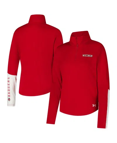 Under Armour Red Wisconsin Badgers Gameday Knockout Sleeve Hit Quarter-zip Jacket In Red