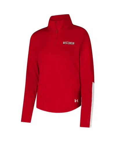 Under Armour Red Wisconsin Badgers Gameday Knockout Sleeve Hit Quarter-zip Jacket In Red