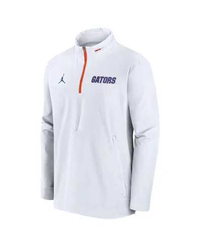 Jordan Men's White Florida Gators Sideline Coaches Lightweight Quarter-zip Jacket In White