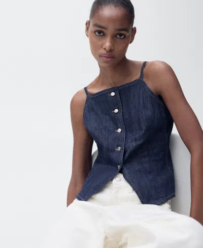 Mango Women's Buttoned Denim Top