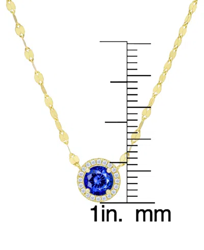Macy's Blue Spinel (1/3 Ct. T.w.) & Lab Grown White Sapphire (1/10 Ct. T.w.) Halo 18" Pendant Necklace In 1