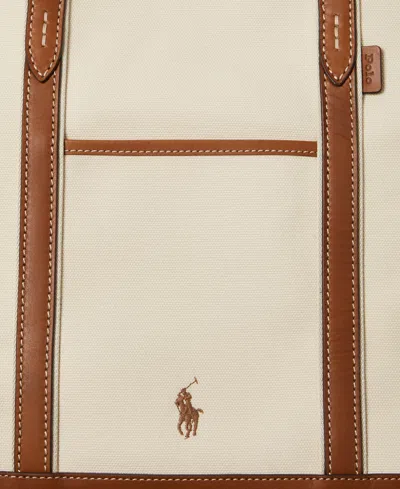 Polo Ralph Lauren Women's Leather-trim Canvas Medium Shopper Tote
