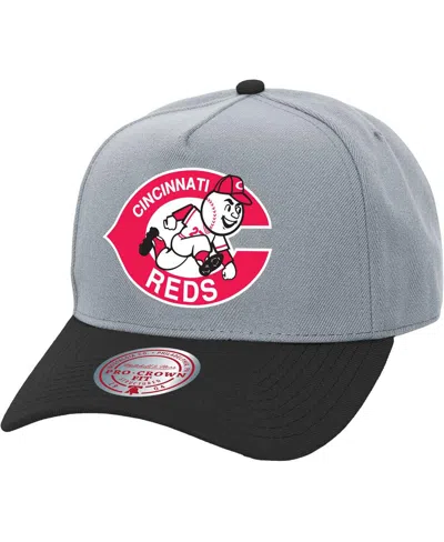 Mitchell & Ness Men's And Women's Gray Cincinnati Reds Basic Coop Pro Adjustable Hat