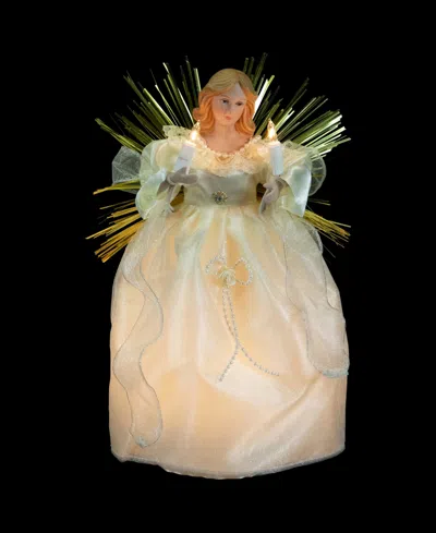 Northlight 10.5" Angel With Candle Lighted Christmas Tree Topper In Neutral