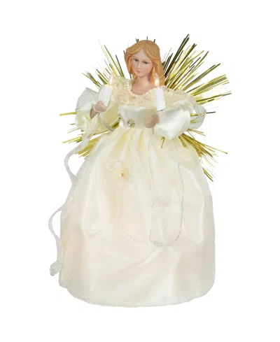 Northlight 10.5" Angel With Candle Lighted Christmas Tree Topper In Neutral