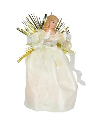 Northlight 10.5" Angel With Candle Lighted Christmas Tree Topper In Neutral