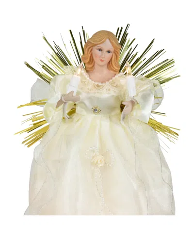 Northlight 10.5" Angel With Candle Lighted Christmas Tree Topper In Neutral