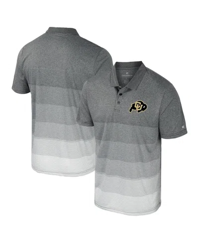 Colosseum Men's Gray Colorado Buffaloes Striped Mesh Polo Shirt In Gray
