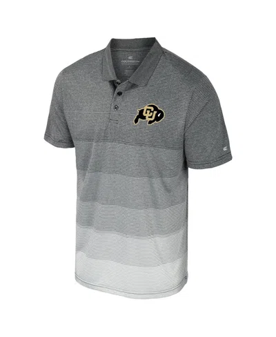 Colosseum Men's Gray Colorado Buffaloes Striped Mesh Polo Shirt In Gray