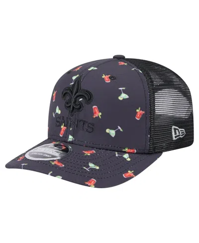 New Era Men'sâ Navy/black New Orleans Saints Adventure Drinks Pattern 9seventy Stretch-snap Hat