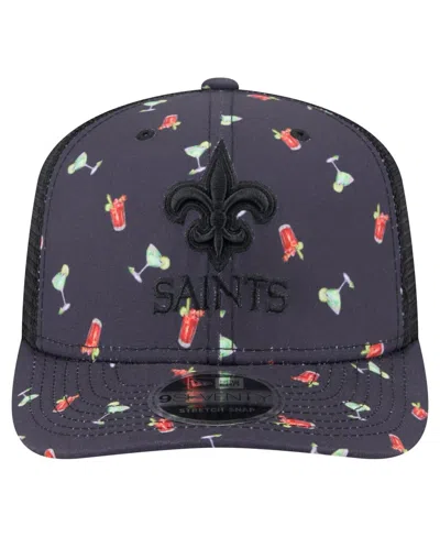 New Era Men'sâ Navy/black New Orleans Saints Adventure Drinks Pattern 9seventy Stretch-snap Hat