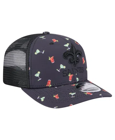 New Era Men'sâ Navy/black New Orleans Saints Adventure Drinks Pattern 9seventy Stretch-snap Hat