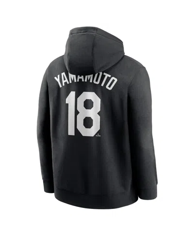 Nike Men's Yoshinobu Yamamoto Black Los Angeles Dodgers Player Name Number Club Fleece Pullover Hoodie In Black