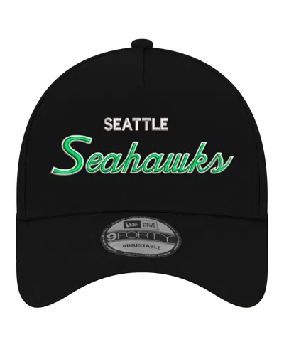 New Era Men's Black Seattle Seahawks Smith 9forty Adjustable Hat