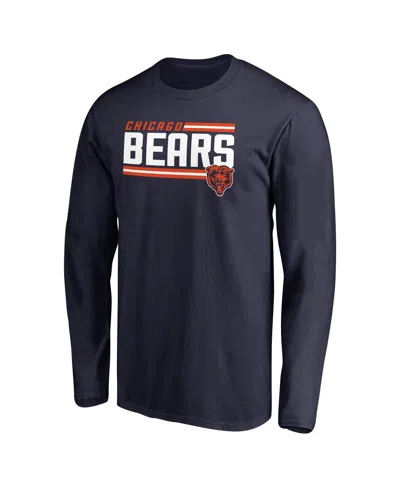 Fanatics Mto Label Men's Navy Chicago Bears Iconic Collection On Side Stripe Long Sleeve T-shirt