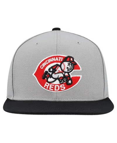 Mitchell & Ness Men's Gray Cincinnati Reds Cooperstown Collection Basic Flip Snapback Hat