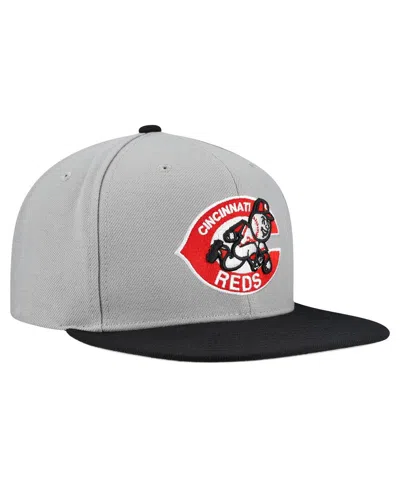 Mitchell & Ness Men's Gray Cincinnati Reds Cooperstown Collection Basic Flip Snapback Hat