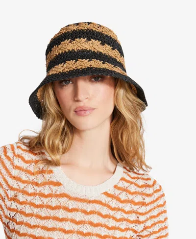 Steve Madden H-carly Striped Crochet Straw Bucket Hat