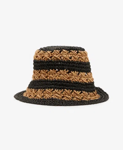 Steve Madden H-carly Striped Crochet Straw Bucket Hat
