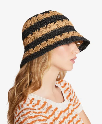 Steve Madden H-carly Striped Crochet Straw Bucket Hat