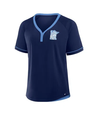 Fanatics Women's Navy Minnesota Twins Cooperstown Collection League Diva Raglan V-neck T-shirt
