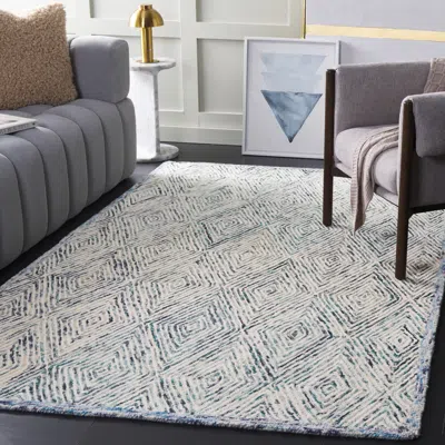 Safavieh Capri Hand Made Area Rug, Blue / Ivory Contemporary Style Non-shedding In Neutral