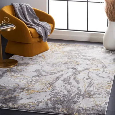 Safavieh Craft Machine Made Area Rug, Grey / Gold Contemporary Style Easy Care In Gray