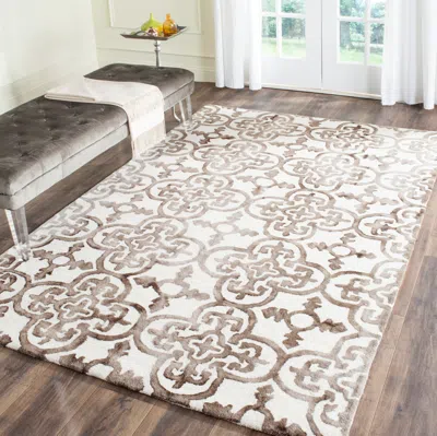 Safavieh Dip Dye Hand Made Area Rug, Ivory / Brown Contemporary Style Non Shedding In Neutral