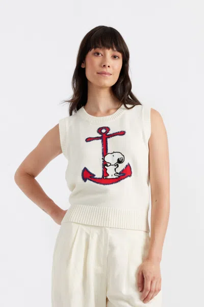 Chinti & Parker Cream Cotton Snoopy Anchor Tank