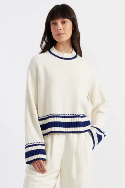 Chinti & Parker Cream Wool-cashmere Guernsey Sweater In White