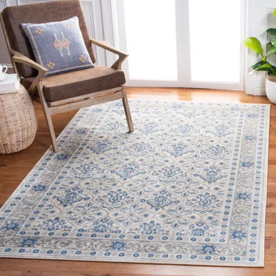 Safavieh Brentwood Machine Made Area Rug, Ivory / Blue Traditional Style Easy Care In Blue