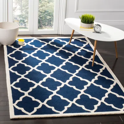 Safavieh Cambridge Hand Made Area Rug, Navy / Ivory Contemporary Style Non-shedding In Blue