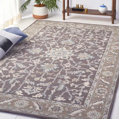 Safavieh Blossom Hand Made Area Rug, Dark Grey / Light Brown Traditional Style Non-shedding In Gray