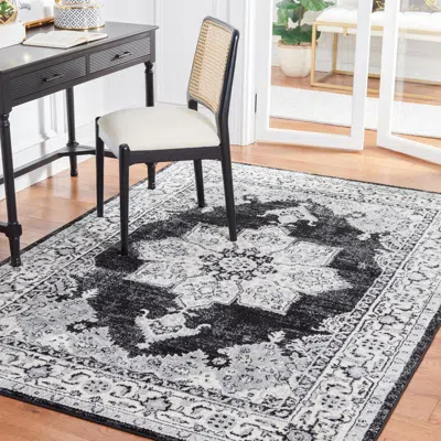 Safavieh Brentwood Machine Made Area Rug, Ivory / Black Traditional Style Easy Care In Multi