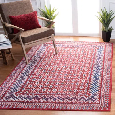 Safavieh Brentwood Machine Made Area Rug, Red / Ivory Traditional Style Easy Care In Red