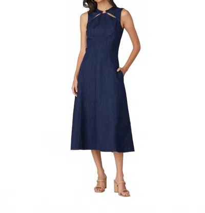 Shoshanna Maria Sleeveless Cutout Denim Midi Dress In Blue