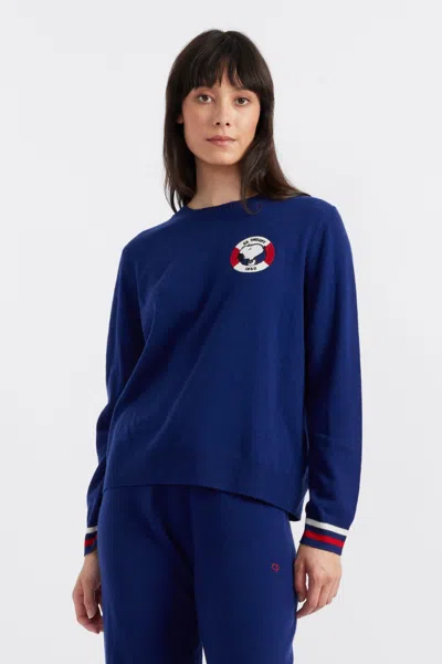 Chinti & Parker Blue Wool-cashmere Snoopy Nautical Sweater In Blue
