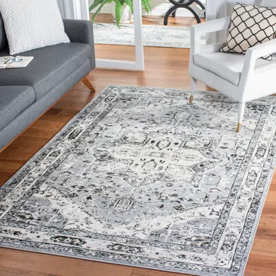 Safavieh Brentwood Machine Made Area Rug, Grey / Black Traditional Style Easy Care In Gray