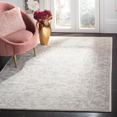 Safavieh Carnegie Machine Made Area Rug, Cream / Light Grey Traditional Style Easy Care In Gray